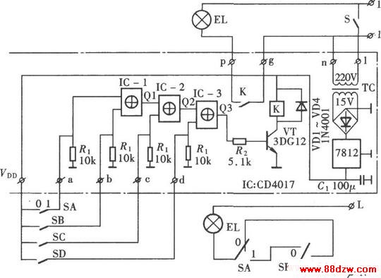 CD4017ɵĵضص㿪ؿƵ·